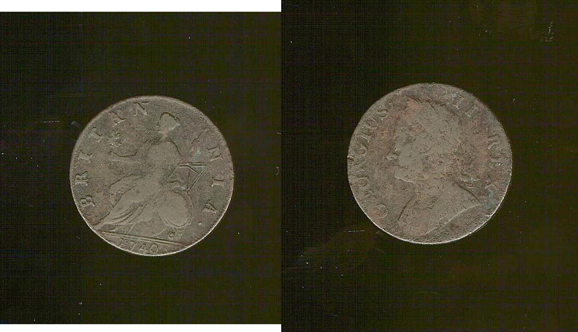 ROYAUME-UNI 1/2 Penny Georges II 1740 TB-